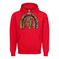 Red christmas cactus rainbow Zipper Hoodie - JahusDesignShop