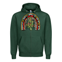 Sports Green christmas cactus rainbow Zipper Hoodie - JahusDesignShop