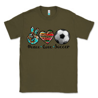 Army Green peace love soccer Classic Tee - Artiststas