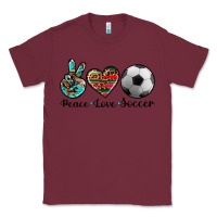 Burgundy peace love soccer Classic Tee - Artiststas
