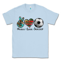Dusty Blue peace love soccer Classic Tee - Artiststas