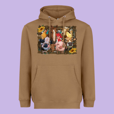 Western Farm Animals Heavyweight Hoodie Designed By Ranaportraitstore