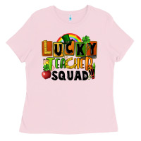 Bubblegum Pink lucky teacher squad Ladies Tee - FaDigitalArtStudio