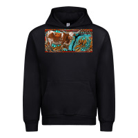 Black texas longhorn with aztec tiger and  leopard Urban Hoodie - RanaPortraitStore