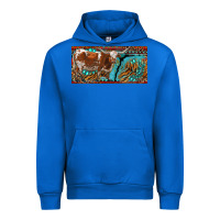Cobalt texas longhorn with aztec tiger and  leopard Urban Hoodie - RanaPortraitStore