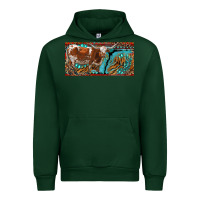 Forest Green texas longhorn with aztec tiger and  leopard Urban Hoodie - RanaPortraitStore