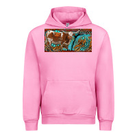 Fuchsia Pink texas longhorn with aztec tiger and  leopard Urban Hoodie - RanaPortraitStore