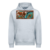 Heather Grey texas longhorn with aztec tiger and  leopard Urban Hoodie - RanaPortraitStore