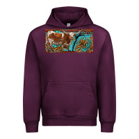 Mauve Wine texas longhorn with aztec tiger and  leopard Urban Hoodie - RanaPortraitStore