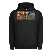 Pigment Black texas longhorn with aztec tiger and  leopard Urban Hoodie - RanaPortraitStore