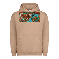 Pigment Burro texas longhorn with aztec tiger and  leopard Urban Hoodie - RanaPortraitStore