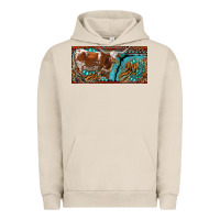 Pigment French Oak texas longhorn with aztec tiger and  leopard Urban Hoodie - RanaPortraitStore
