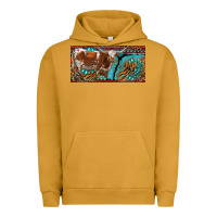 Pigment Peanut Butter texas longhorn with aztec tiger and  leopard Urban Hoodie - RanaPortraitStore