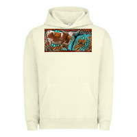 Pigment Pistachio texas longhorn with aztec tiger and  leopard Urban Hoodie - RanaPortraitStore