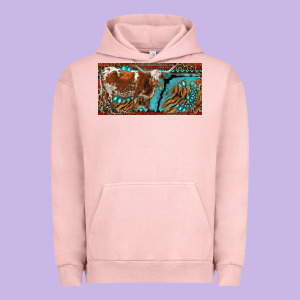 Texas Longhorn With Aztec Tiger And  Leopard Urban Hoodie Designed By Ranaportraitstore