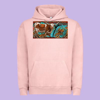 Texas Longhorn With Aztec Tiger And  Leopard Urban Hoodie Designed By Ranaportraitstore