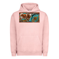 Pigment Salmon texas longhorn with aztec tiger and  leopard Urban Hoodie - RanaPortraitStore