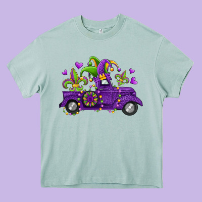 Mardi Gras Truck Heavy Core Tee Designed By Jasminsmagicworld