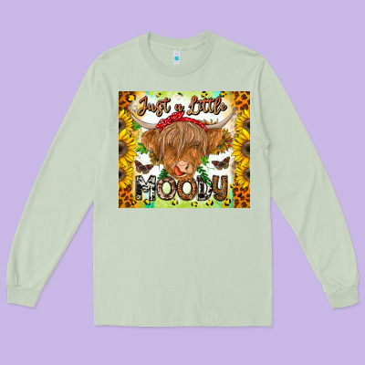Just A Little Moody Long Sleeve Tee Designed By Cowhidedigitalart