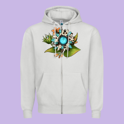 Gemstone Sunflower Zipper Hoodie Designed By Jahusdesignshop
