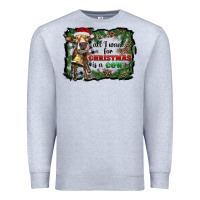 Heather Grey all i want for christmas is a cow Premium Sweatshirt - RanaPortraitStore