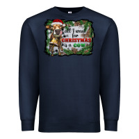 Navy all i want for christmas is a cow Premium Sweatshirt - RanaPortraitStore