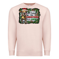Pale Pink all i want for christmas is a cow Premium Sweatshirt - RanaPortraitStore