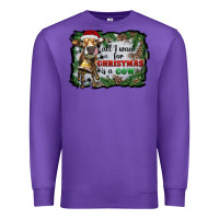 Purple all i want for christmas is a cow Premium Sweatshirt - RanaPortraitStore