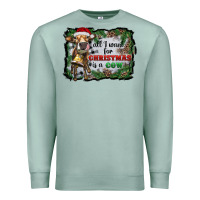 Seafoam all i want for christmas is a cow Premium Sweatshirt - RanaPortraitStore