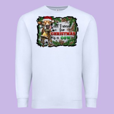 All I Want For Christmas Is A Cow Premium Sweatshirt Designed By Ranaportraitstore