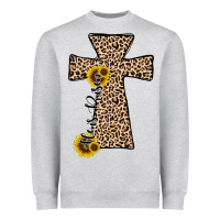 Heather Grey he is risen leopard cross Heavyweight Sweatshirt - JahusDesignShop