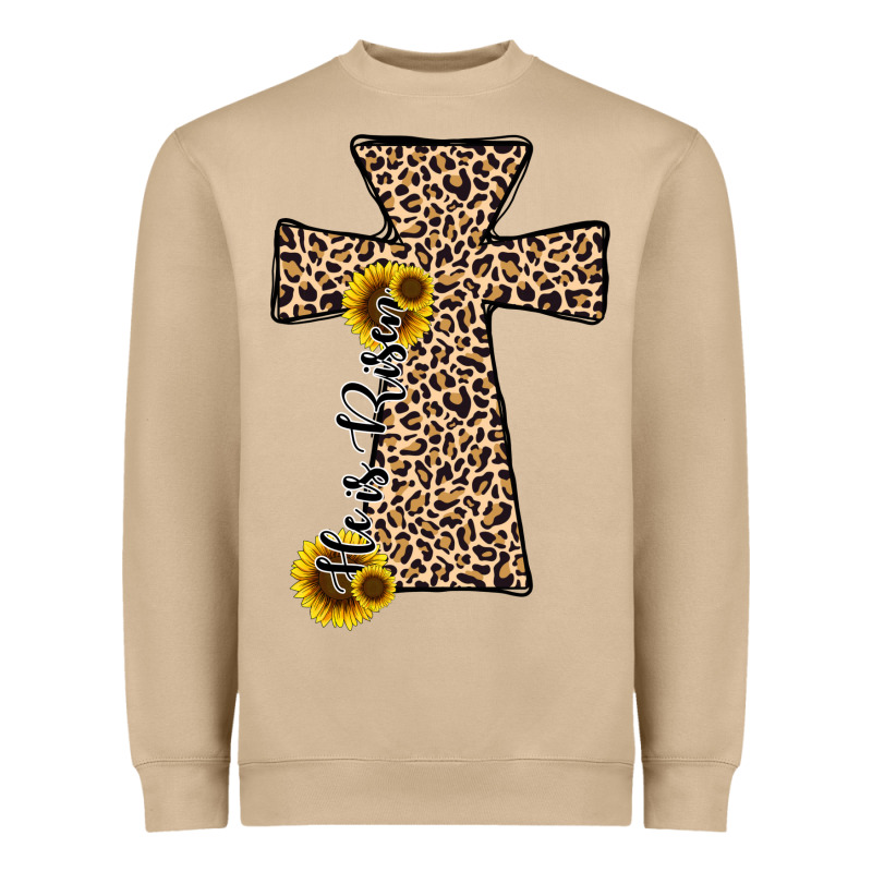 He Is Risen Leopard Cross Heavyweight Sweatshirt by JahusDesignShop | Teevron