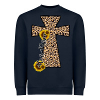 Navy he is risen leopard cross Heavyweight Sweatshirt - JahusDesignShop