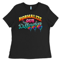 Black Normalize our differences Autism Ladies Tee - FaDigitalArtStudio