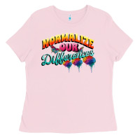 Bubblegum Pink Normalize our differences Autism Ladies Tee - FaDigitalArtStudio