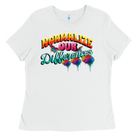 White Normalize our differences Autism Ladies Tee - FaDigitalArtStudio