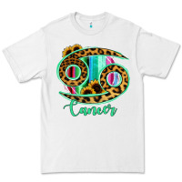 White Cancer Zodiac Sign Sunflower Leopard Serape Premium Tee - RanaPortraitStore