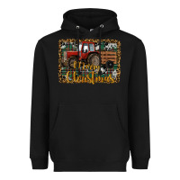 Black Merry Christmas Tractor Heavyweight Hoodie - RanaPortraitStore