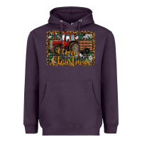 Plum Merry Christmas Tractor Heavyweight Hoodie - RanaPortraitStore
