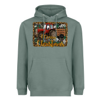 Sage Merry Christmas Tractor Heavyweight Hoodie - RanaPortraitStore
