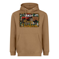Toasted Coconut Merry Christmas Tractor Heavyweight Hoodie - RanaPortraitStore