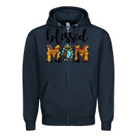 Navy blessed mom Zipper Hoodie - JahusDesignShop