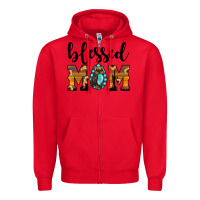 Red blessed mom Zipper Hoodie - JahusDesignShop