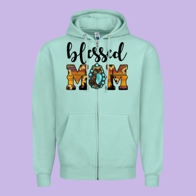 Blessed Mom Zipper Hoodie Designed By Jahusdesignshop