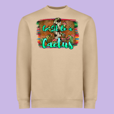 Go Sit On A Cactus Heavyweight Sweatshirt Designed By Jahusdesignshop