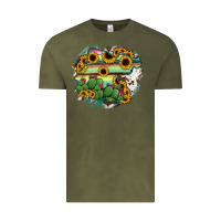 Vintage Olive Guanajuato sunflower serape map Vintage Tee - RanaPortraitStore