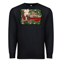 Black all i want for christmas is a cow cowhide Premium Sweatshirt - RanaPortraitStore