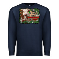 Navy all i want for christmas is a cow cowhide Premium Sweatshirt - RanaPortraitStore