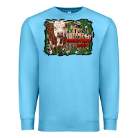Ocean Blue all i want for christmas is a cow cowhide Premium Sweatshirt - RanaPortraitStore