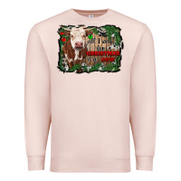Pale Pink all i want for christmas is a cow cowhide Premium Sweatshirt - RanaPortraitStore